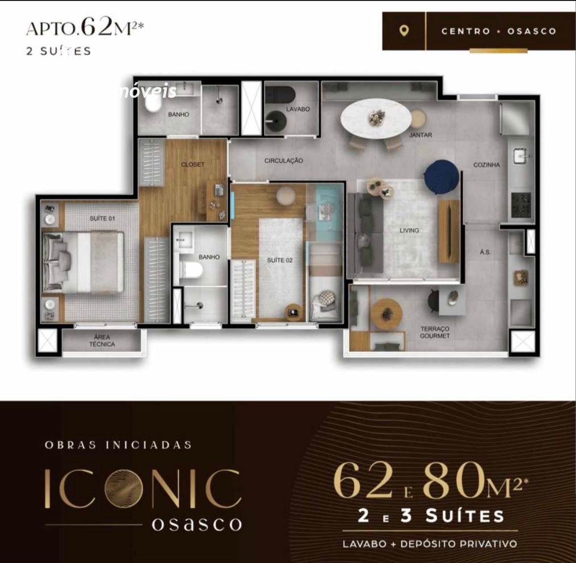 Apartamento com 2 dormitórios em Osasco